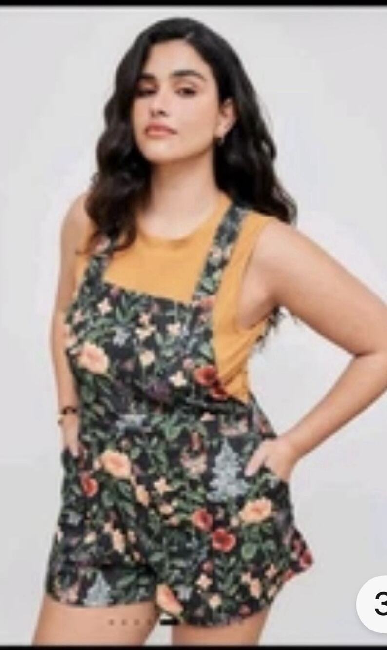 NEW! CIDER LIGHTWEIGHT CORDUROY FLORAL BUTTON ROMPER Size 1XL